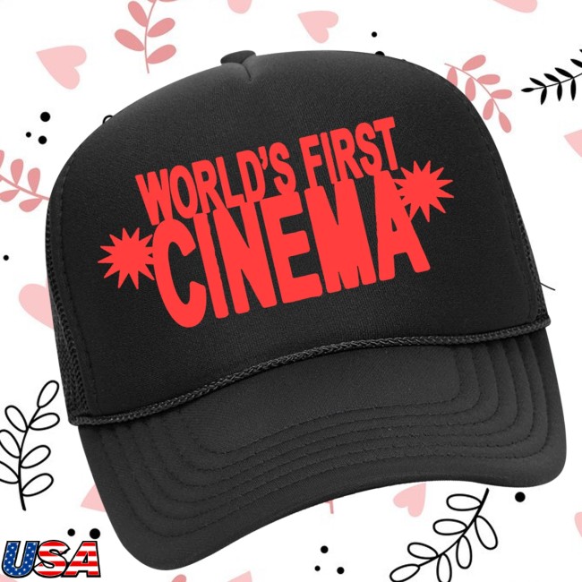 Merchnow Store Merch World’s First Cinema Stacked Logo Black Trucker Hat Merchnow Store Merch World’s First Cinema Stacked Logo Black Trucker Hat