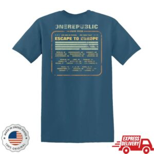 Onerepublic Store Merch Blue Escape To Europe Tour Shirt