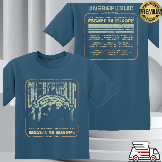Onerepublic Store Merch Blue Escape To Europe Tour Shirt Onerepublic Store Merch Blue Escape To Europe Tour Shirt