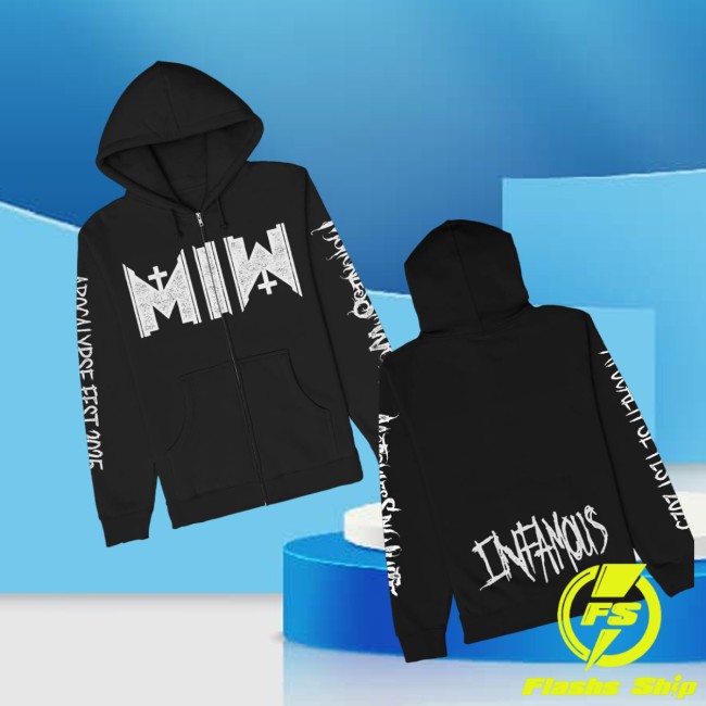 Motionless In White Store Merch Infamous Zip Up Black Hoodie Motionless In White Store Merch Infamous Zip Up Black Hoodie
