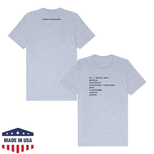 Alanis Morissette Merch Store All I Want Lyric T-Shirt Alanis Morissette Merch Store All I Want Lyric T-Shirt