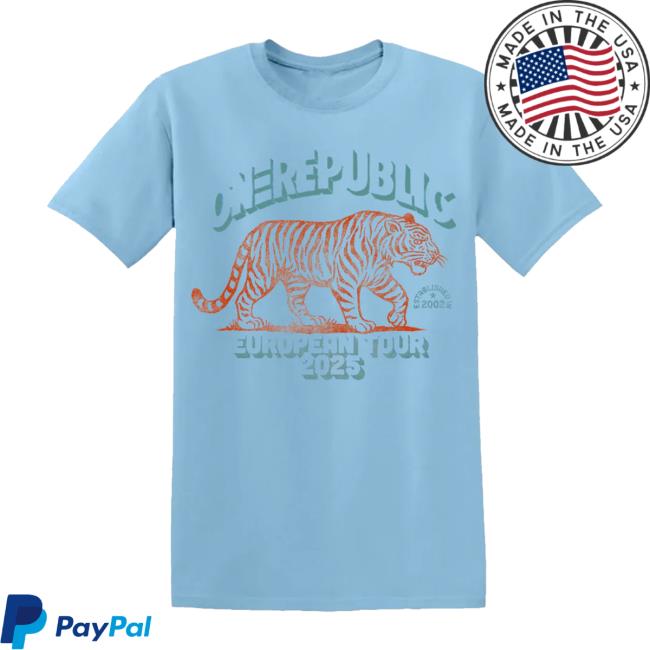 Onerepublic Merch Store Blue Escape To Europe Tiger Tee Onerepublic Merch Store Blue Escape To Europe Tiger Tee