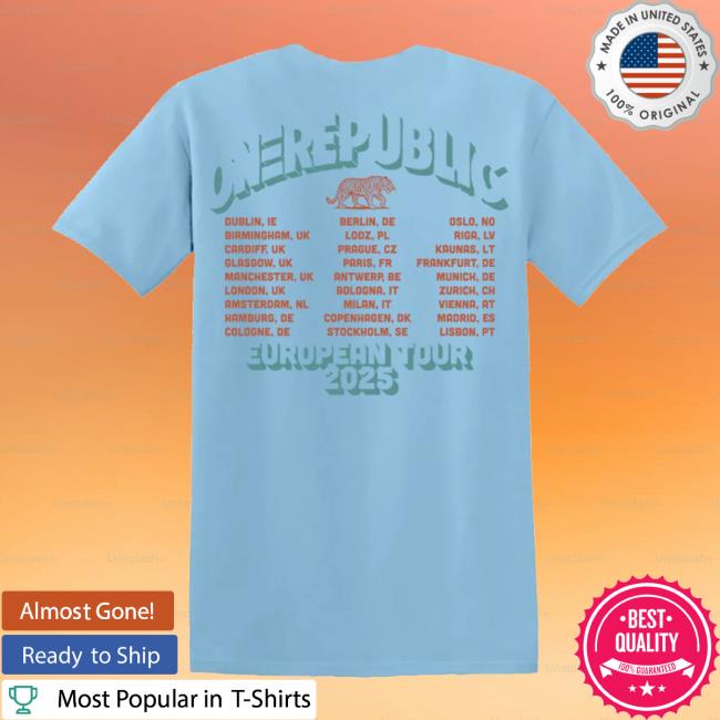 Onerepublic Merch Store Blue Escape To Europe Tiger Tee Onerepublic Merch Store Blue Escape To Europe Tiger Tee