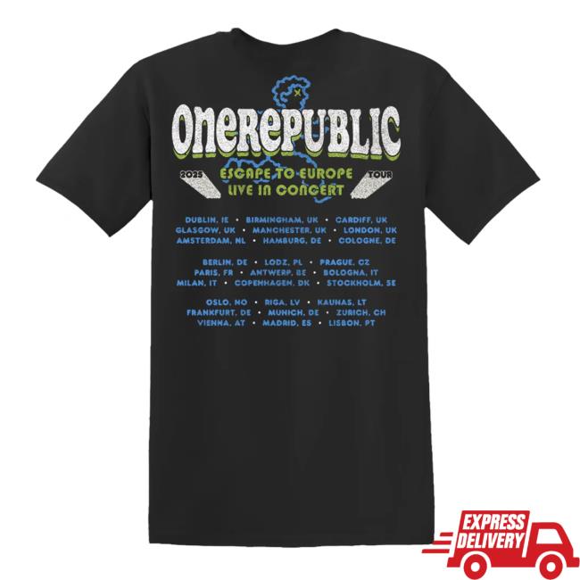 Onerepublic Merch Store Escape To Europe Globe Tee Onerepublic Merch Store Escape To Europe Globe Tee