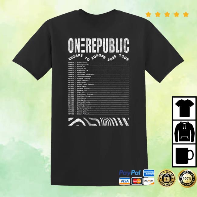 Onerepublic Merch Store Escape To Europe Photo Tee Onerepublic Merch Store Escape To Europe Photo Tee
