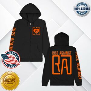 Rise Against Store Merch Square Heartfirst Ra Logo Zip Up Black Hoodie