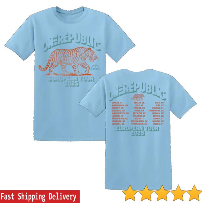 Onerepublic Store Merch Escape To Europe Tiger Tee Onerepublic Store Merch Escape To Europe Tiger Tee