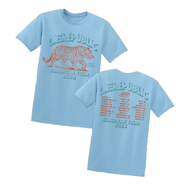 Onerepublic Store Merch Escape To Europe Tiger Tee Onerepublic Store Merch Escape To Europe Tiger Tee