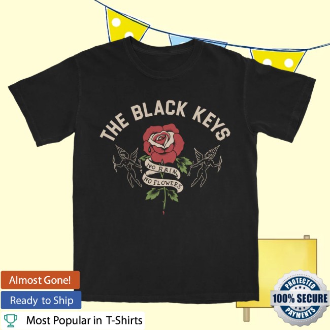 The Lackeys Store Merch The Black Keys No Rain, No Flowers Black Tee The Lackeys Store Merch The Black Keys No Rain, No Flowers Black Tee