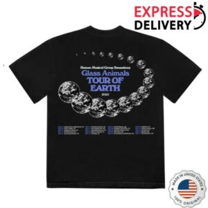 Glass Animals Store Merch Black North American Tour Of Earth 2025 Dateback T-Shirt