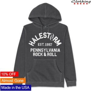 Halestorm Merch Store Pennsylvania Rock & Roll Pullover Hoodie Pigment Black