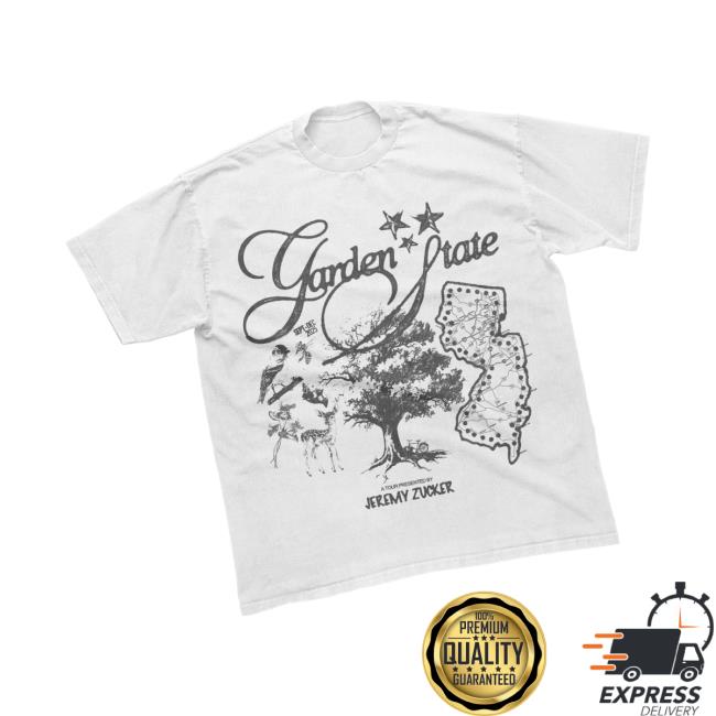 Jeremy Zucker Merch Store Garden State White Map T-Shirt Jeremy Zucker Merch Store Garden State White Map T-Shirt