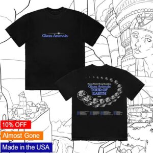Glass Animals Shop Merch Black North American Tour Of Earth 2025 Dateback T-Shirt
