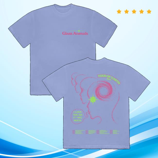 Glass Animals Shop Merch Blue Heads North American Tour Of Earth 2025 Dateback T-Shirt Glass Animals Shop Merch Blue Heads North American Tour Of Earth 2025 Dateback T-Shirt