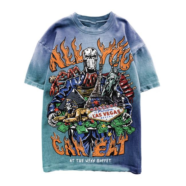 Warren Lotas Merch Store Buffet T-Shirt Aquamarine Blue Warren Lotas Merch Store Buffet T-Shirt Aquamarine Blue