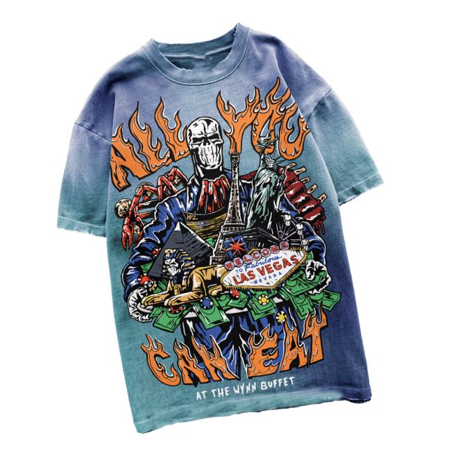 Warren Lotas Merch Store Buffet T-Shirt Aquamarine Blue Warren Lotas Merch Store Buffet T-Shirt Aquamarine Blue