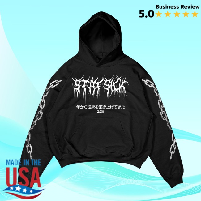 Merchnow Store Merch Stay Sick Clothing Kanji Chains Black Pullover Merchnow Store Merch Stay Sick Clothing Kanji Chains Black Pullover