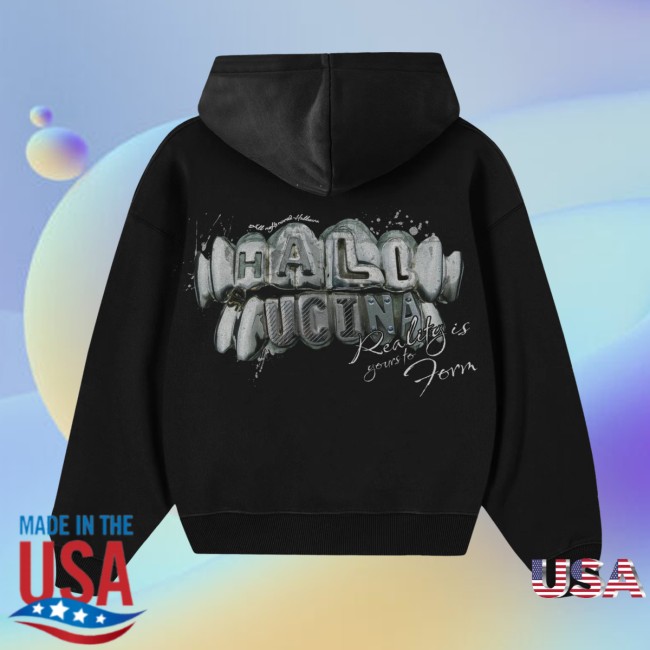 Hallucina Store Merch Black Chrome Hoodie Hallucina Store Merch Black Chrome Hoodie