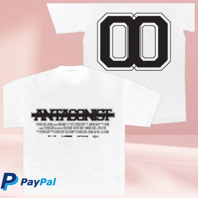 Playboi Carti Store Merch Antagonist 2.0 00 White T-Shirt Playboi Carti Store Merch Antagonist 2.0 00 White T-Shirt