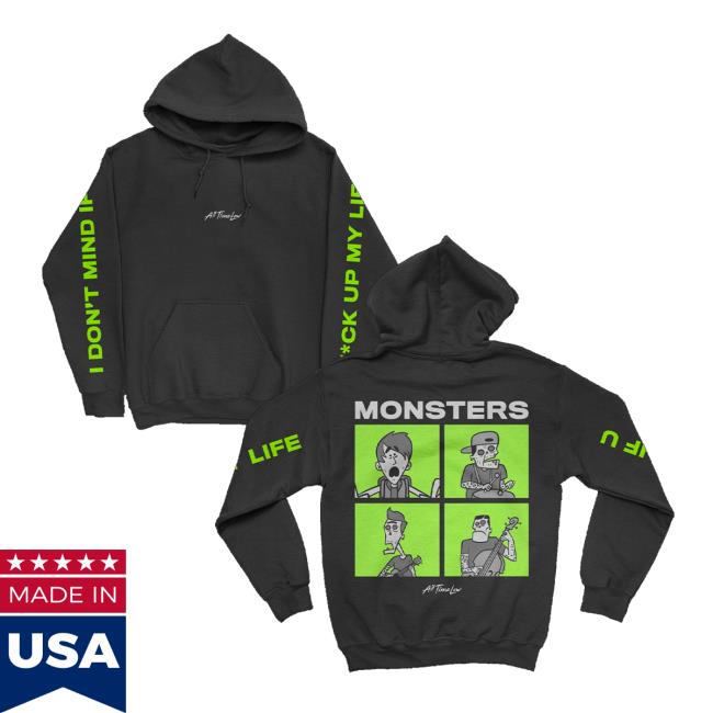 Warnermusic Merch Store All Time Low Monsters Square Hoodie Warnermusic Merch Store All Time Low Monsters Square Hoodie