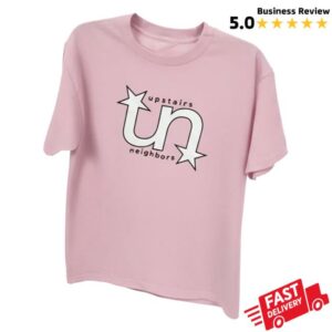 Upstairs Neighbors Podcast Merch Pink Logo Tee