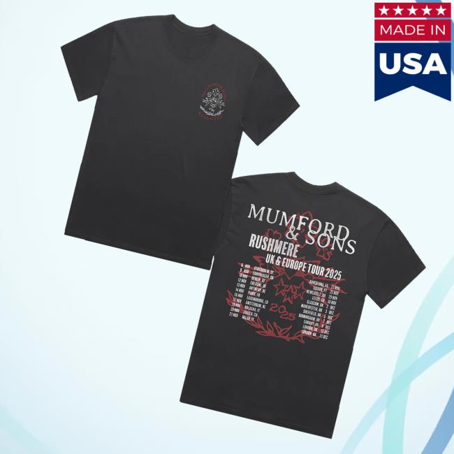 Mumford And Sons Store Merch Black Uk And Eu Tour 2025 Stamp Print T-Shirt Mumford And Sons Store Merch Black Uk And Eu Tour 2025 Stamp Print T-Shirt