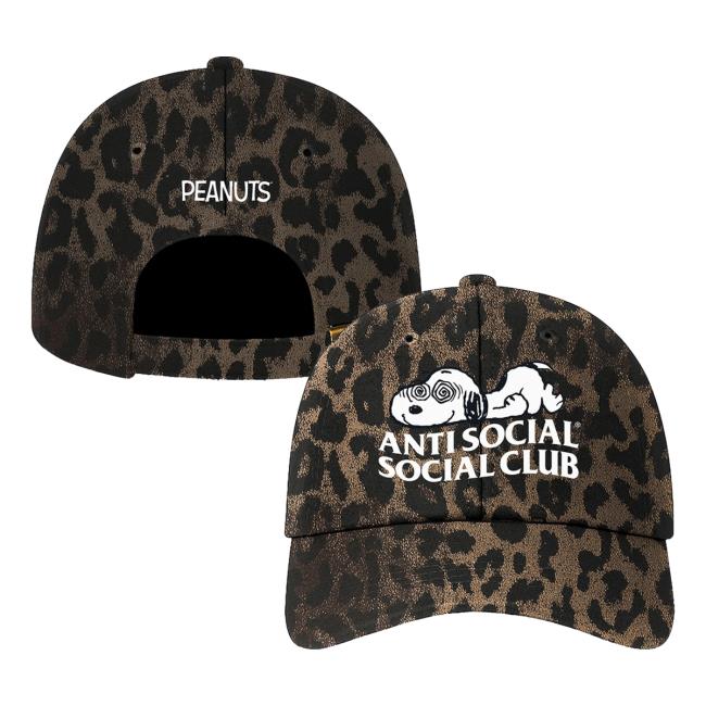 Antisocialsocialclub Merch Store Assc X Peanuts Feeling Funny Felt 6 Panel Dad Cap Leopard Antisocialsocialclub Merch Store Assc X Peanuts Feeling Funny Felt 6 Panel Dad Cap Leopard