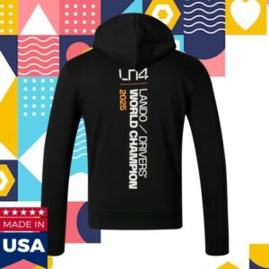 Mclaren Store Merch Lando Norris 2025 Drivers’ World Champion Unisex Black Hoodie
