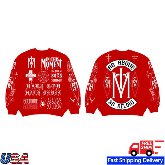 In This Moment Merch Store As Above Red Crewneck Sweater In This Moment Merch Store As Above Red Crewneck Sweater