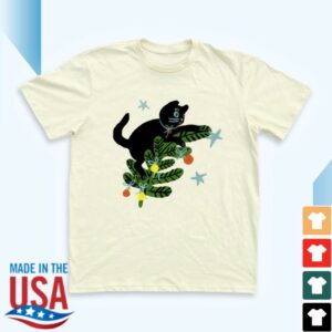Yarrow Goods Store Merch Christmas Tree Cat Unisex Tee