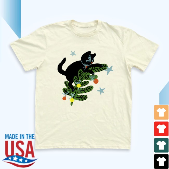 Yarrow Goods Store Merch Christmas Tree Cat Unisex Tee Yarrow Goods Store Merch Christmas Tree Cat Unisex Tee