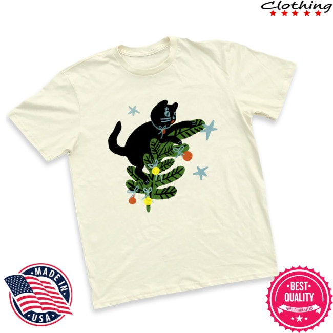 Yarrow Goods Store Merch Christmas Tree Cat Unisex Tee Yarrow Goods Store Merch Christmas Tree Cat Unisex Tee