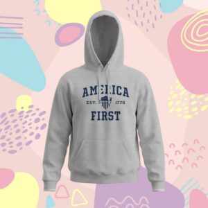Nick Fuentes Merch Store America First Collegiate Hoodie Grey