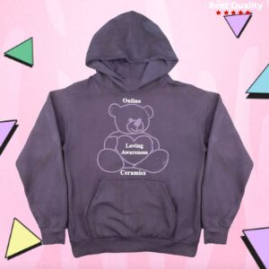 Online Ceramics Merch Store Loving Awareness Bear Hand Dip Hoodie