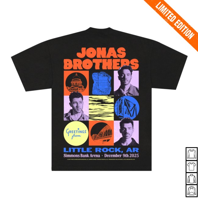 Jonas Brothers Store Merch Greetings From Your Hometown Little Rock, Ar Tee Jonas Brothers Store Merch Greetings From Your Hometown Little Rock, Ar Tee