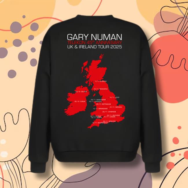 Gary Numan Merch Store Telekon 45Th Anniversary Tour Sweatshirt Gary Numan Merch Store Telekon 45Th Anniversary Tour Sweatshirt