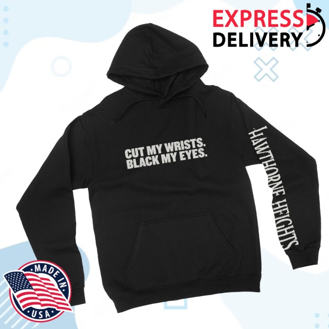 Hawthorne Heights Store Merch Hawthorne Heights Cut My Wrists. Black My Eyes. 20Th Anniversary Hooded Sweatshirt Hawthorne Heights Store Merch Hawthorne Heights Cut My Wrists. Black My Eyes. 20Th Anniversary Hooded Sweatshirt