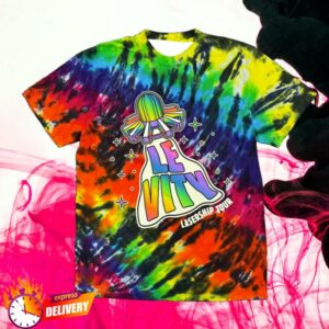 Levity Merch Store Lasership Tour Glow In The Dark Beam Up Tee In Rainbow Tie Dye