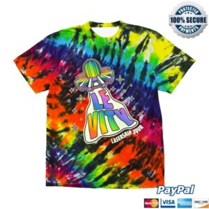 Levity Merch Store Shop Lasership Tour Glow In The Dark Beam Up Tee In Rainbow Tie Dye