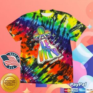 Levity Merch Store Lasership Tour Glow In The Dark Beam Up Tee In Rainbow Tie Dye