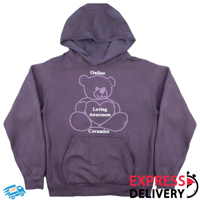 Online Ceramics Store Merch Loving Awareness Bear Hand Dip Dyed Hoodie Online Ceramics Store Merch Loving Awareness Bear Hand Dip Dyed Hoodie