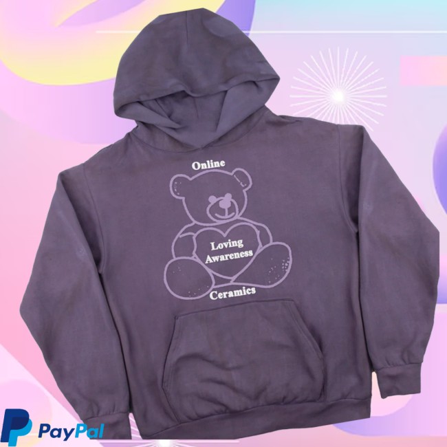 Online Ceramics Store Merch Loving Awareness Bear Hand Dip Dyed Hoodie Online Ceramics Store Merch Loving Awareness Bear Hand Dip Dyed Hoodie