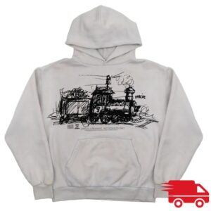 Online Ceramics Store Merch Freight Train Gray Hoodie