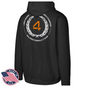 Us F1 Store Merch Lando Norris Black Mclaren F1 Team 2025 Drivers’ World Champion Hoodie