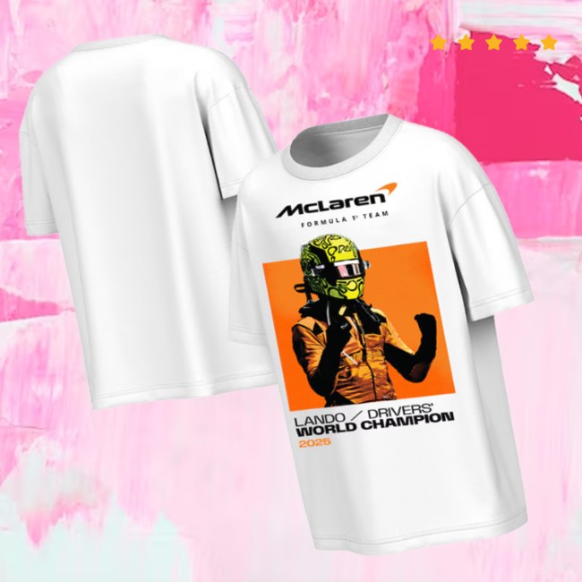 Us F1 Store Merch Lando Norris White Mclaren F1 Team 2025 Drivers’ World Champion Callout T-Shirt Us F1 Store Merch Lando Norris White Mclaren F1 Team 2025 Drivers’ World Champion Callout T-Shirt