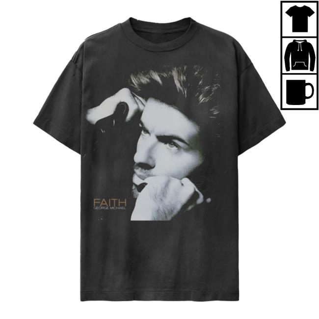 George Michael Merch Store Faith Faded Photo Tee Black George Michael Merch Store Faith Faded Photo Tee Black