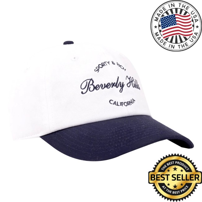 August Store Merch Sporty & Rich Beverly Script Hat (White/Navy) August Store Merch Sporty & Rich Beverly Script Hat (White/Navy)