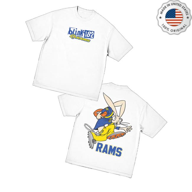 Blink 182 Merch Store Blink-182 X La Rams Wide Receiver White T-Shirt Blink 182 Merch Store Blink-182 X La Rams Wide Receiver White T-Shirt