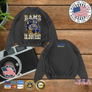 Blink 182 Merch Store Blink-182 X La Rams Touchdown Black Crewneck