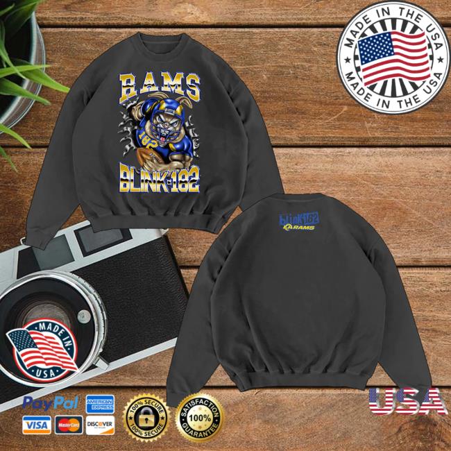 Blink 182 Merch Store Blink-182 X La Rams Touchdown Black Crewneck Blink 182 Merch Store Blink-182 X La Rams Touchdown Black Crewneck
